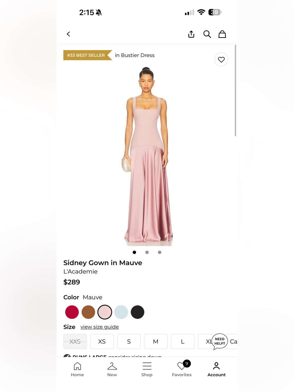 L'Academie Sidney Maxi Bustier Gown in Mauve